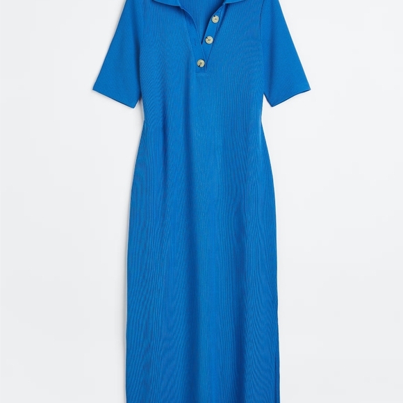 H&M Blue Polo Dress with Button Detail - Picture 1 of 9